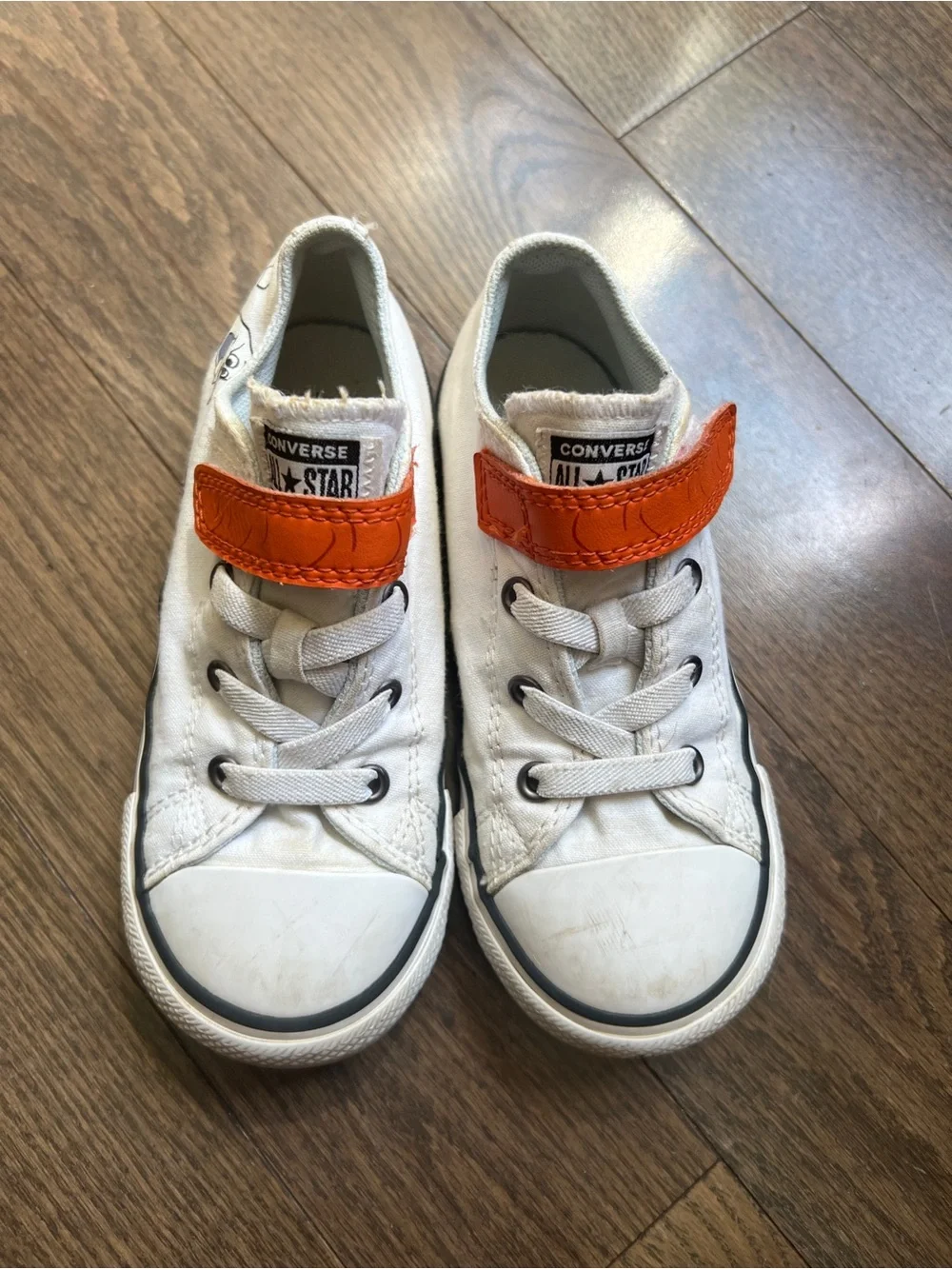 Converse Kids White Canvas Sneakers with Orange Strap disney Olaf frozen kids 10